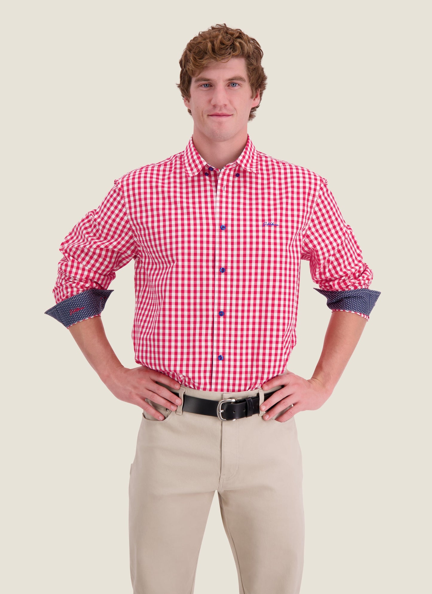 Kidman Mens Holstein Long Sleeve Shirt - Red