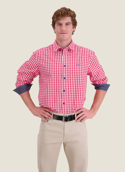 Kidman Mens Holstein Long Sleeve Shirt - Red