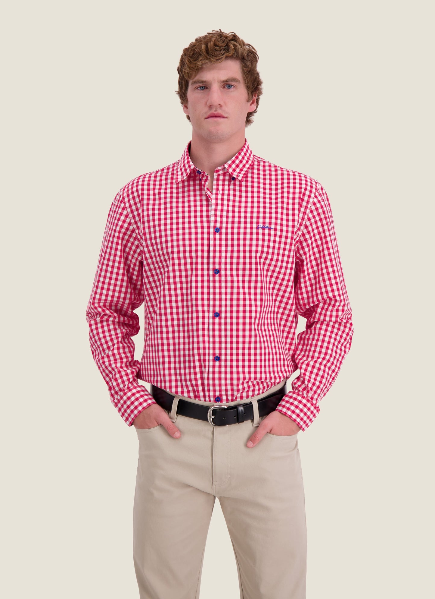 Kidman Mens Holstein Long Sleeve Shirt - Red