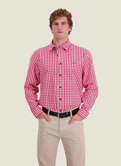 Kidman Mens Holstein Long Sleeve Shirt - Red