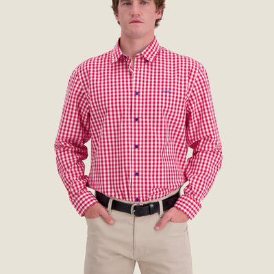 Kidman Mens Holstein Long Sleeve Shirt - Red