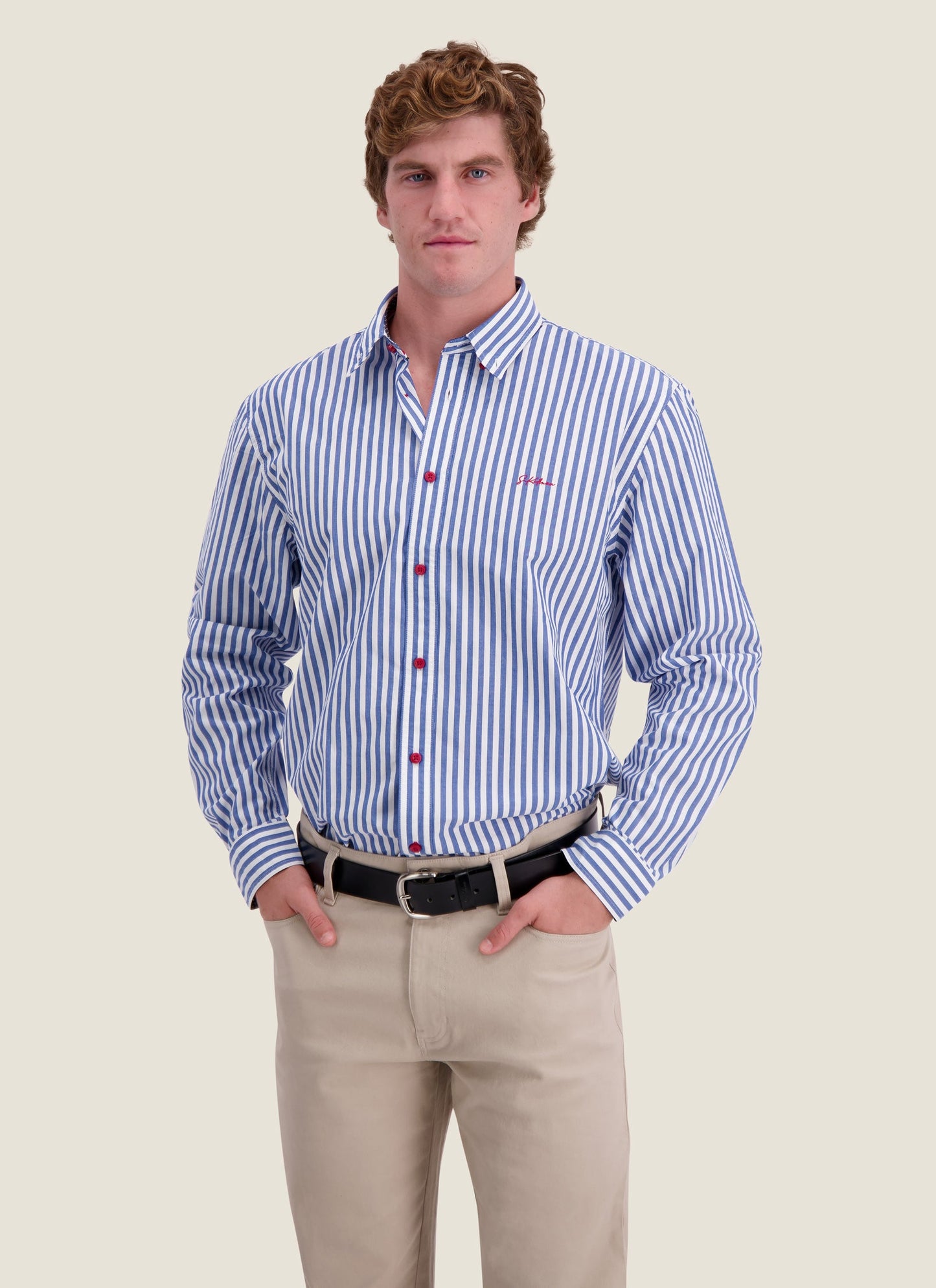 Kidman Mens Barron Long Sleeve Shirt - Mid Blue