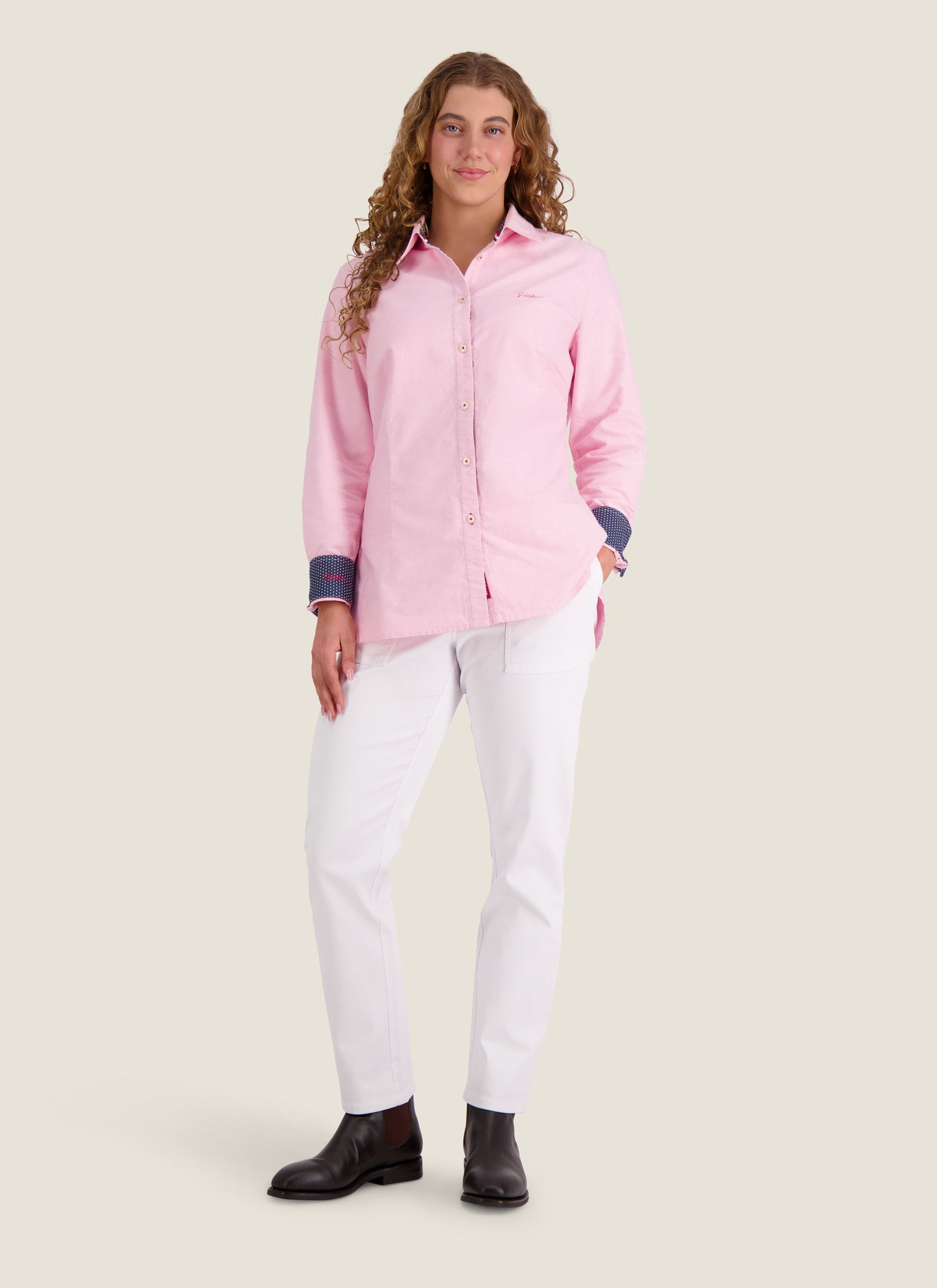 Kidman Womens Lennard Long Sleeve Shirt - Pale Pink