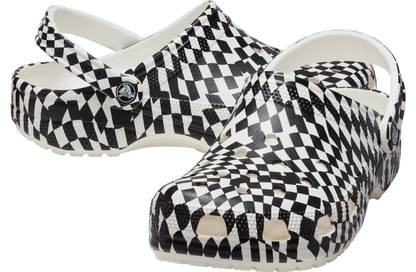 Crocs Unisex Classic Clog - Warped Checker - Black & White