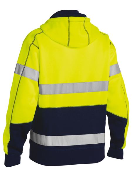 Bisley Unisex Taped Hi Vis Fleece Zip Through Hoodie - Yellow/Navy
