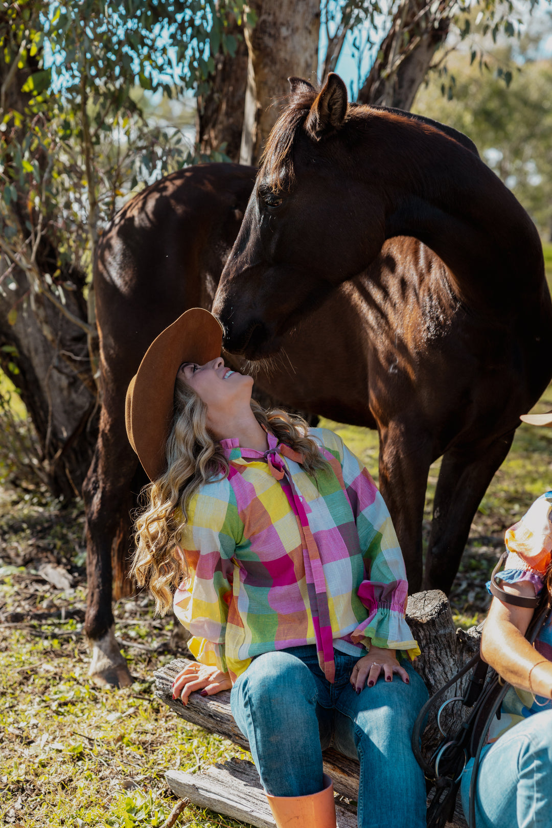 Black Colt Clothing - Gabby Long Sleeve - Rainbow Check