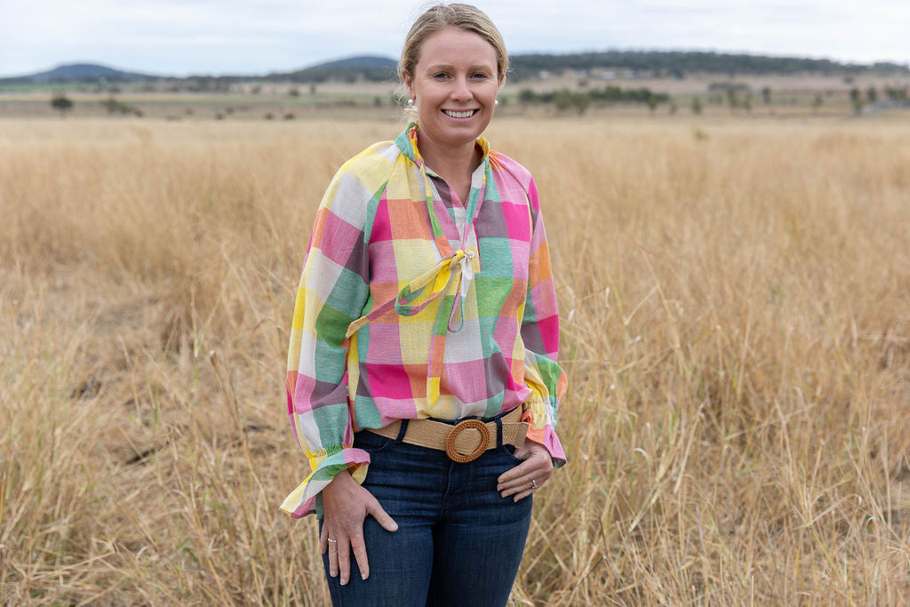 Black Colt Clothing - Gabby Long Sleeve - Rainbow Check