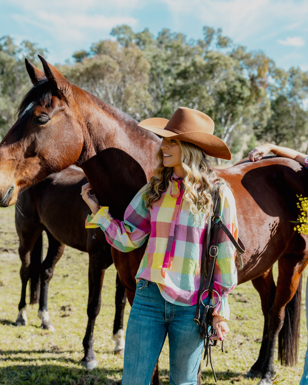 Black Colt Clothing - Gabby Long Sleeve - Rainbow Check