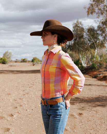 Black Colt Clothing Womens Jane Long Sleeve Shirt - Purple & Yellow Check