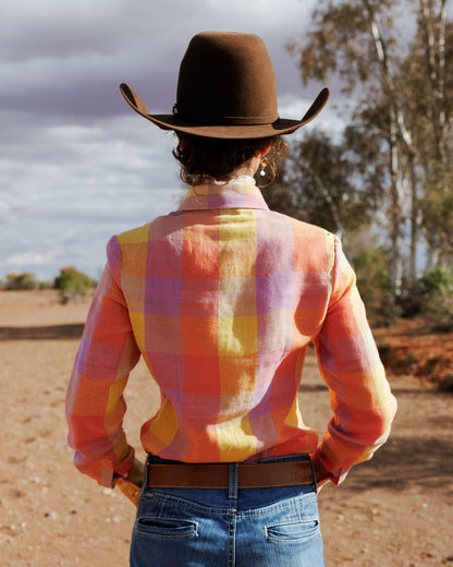 Black Colt Clothing Womens Jane Long Sleeve Shirt - Purple & Yellow Check