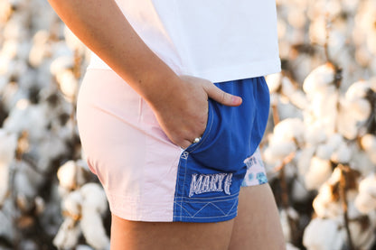 MaryG (Womens) Old School Harlequin Panel Shorts Cobalt Blue/Happy Days/ Spearmint/Pale Pink