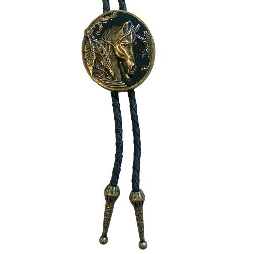 Tulmur Black Enamel Horse Bolo Tie