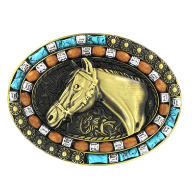 Tulmur Gold HorseHead Western Buckle