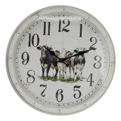 Malmar 40cm Black & White Cow Clock