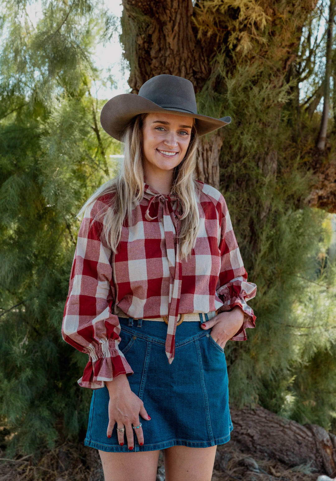 Black Colt Clothing - Gabby Long Sleeve - Red Gingham