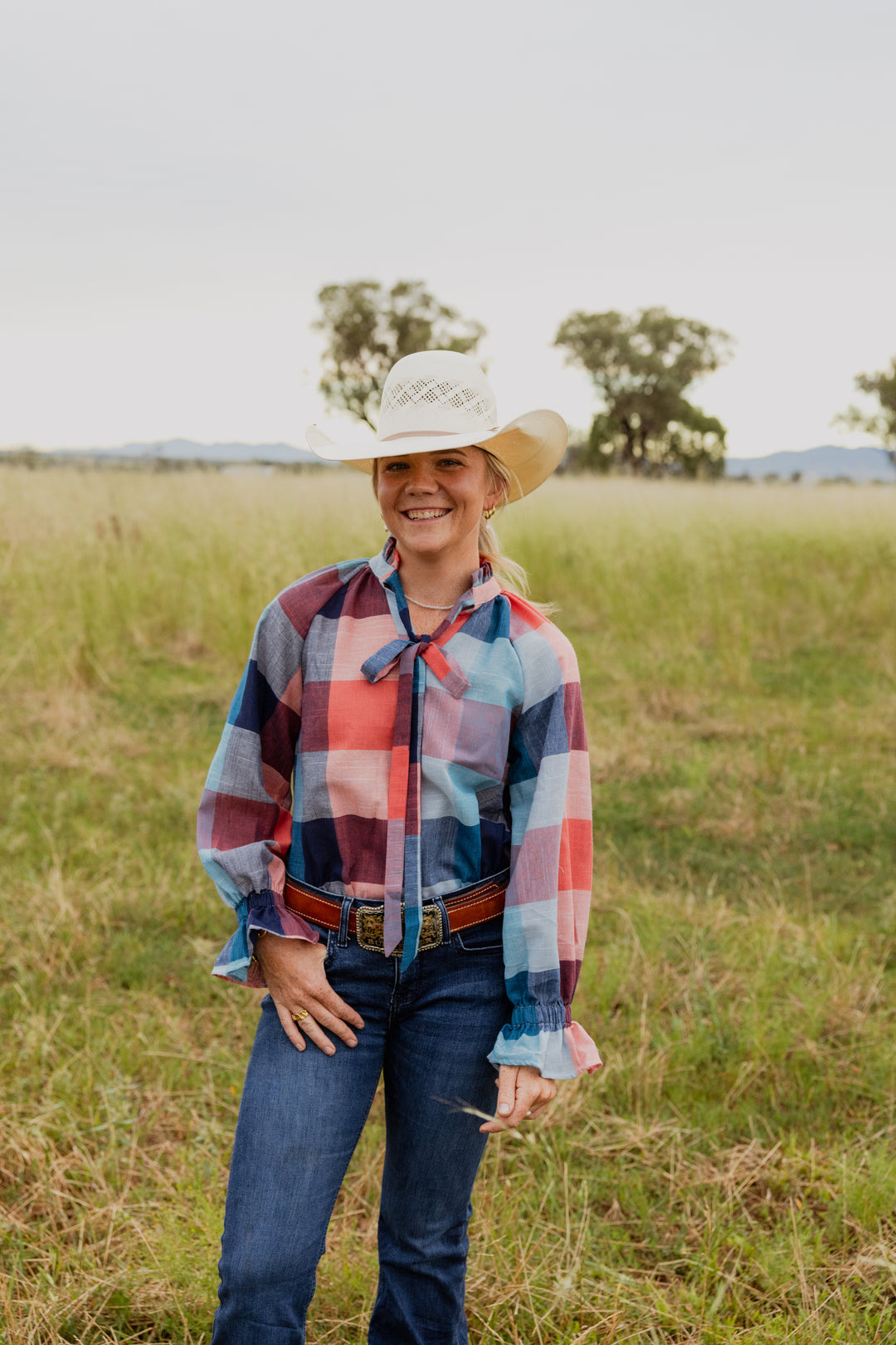 Black Colt Clothing - Gabby Long Sleeve - Blue & Red Check
