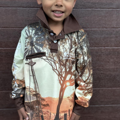 Backroads Fishing Shirts - Kids Brown Iconic