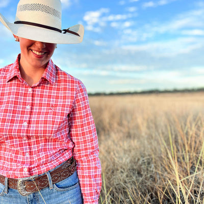 Black Colt Clothing - Jane Shirt Peach Plaid