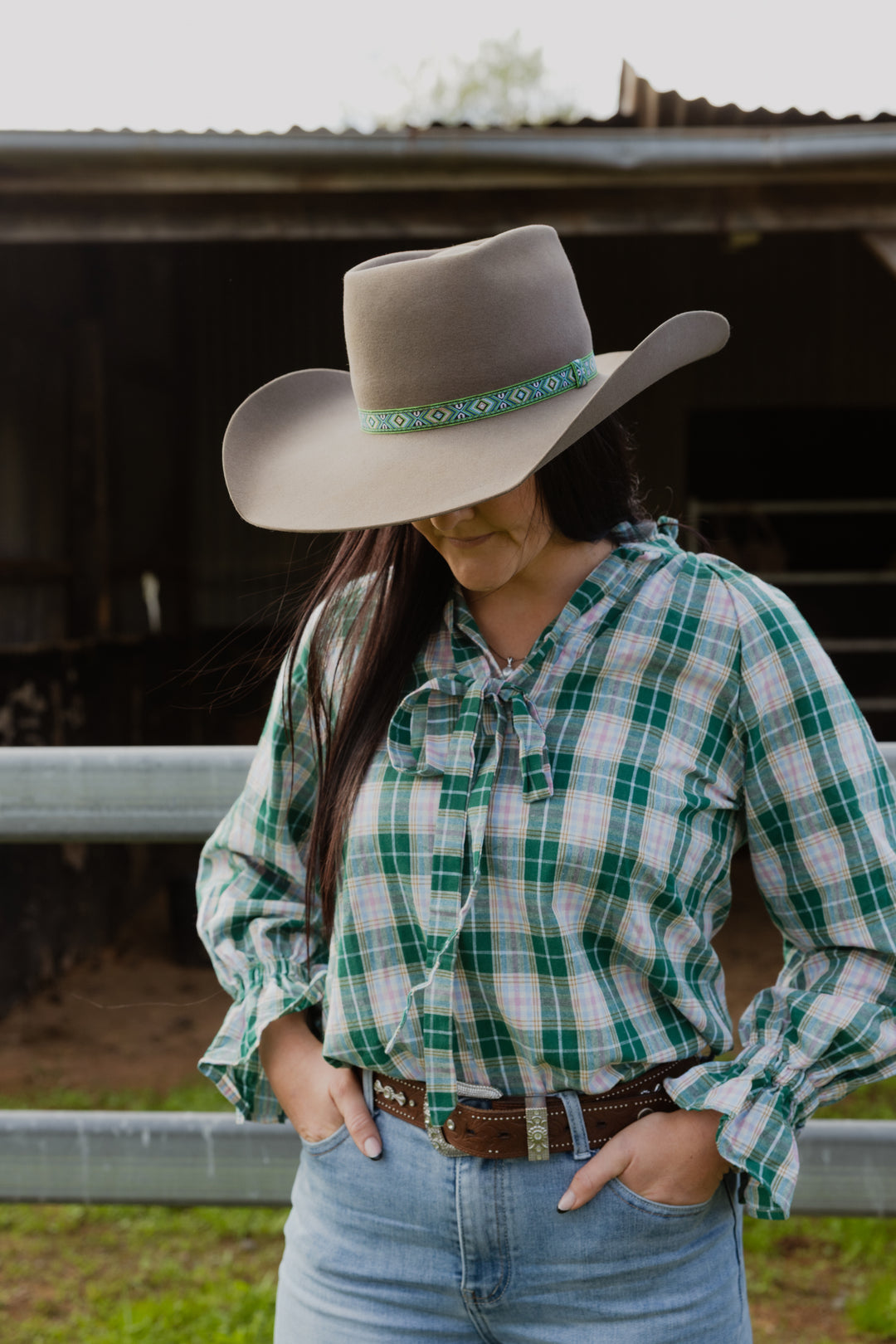 Black Colt Clothing - Gabby Long Sleeve - Green Pink Check