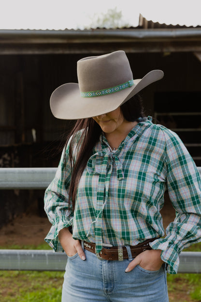 Black Colt Clothing - Gabby Long Sleeve - Green Pink Check