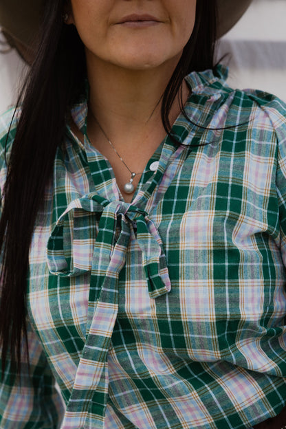 Black Colt Clothing - Gabby Long Sleeve - Green Pink Check