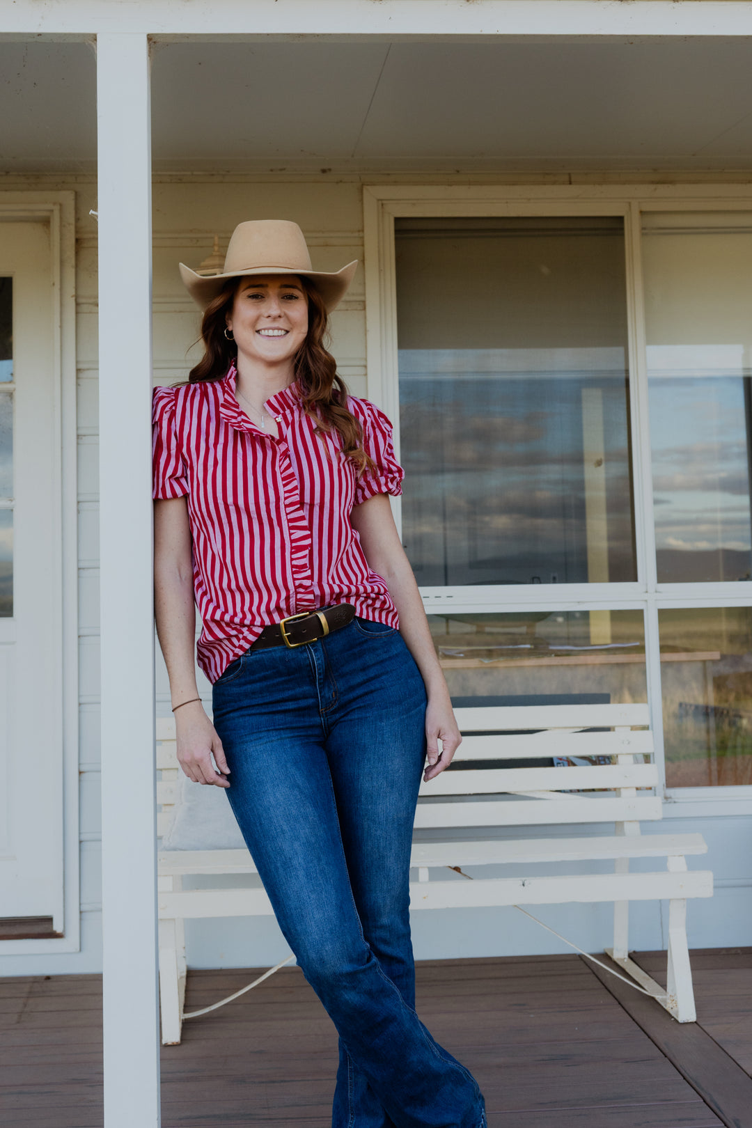 Black Colt Clothing - Laura Shirt - Pink & Red Stripe