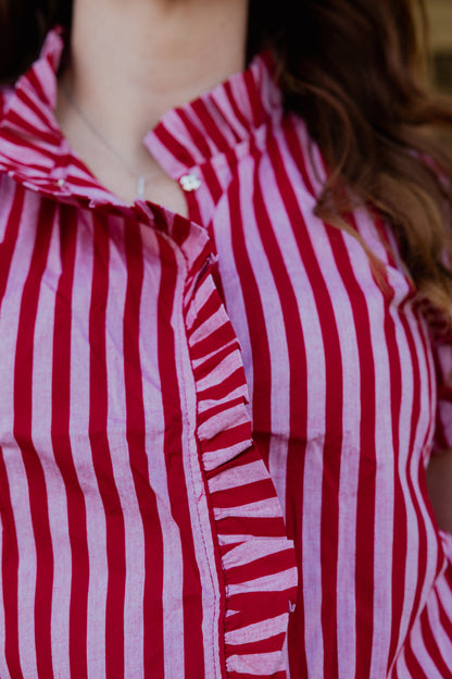 Black Colt Clothing - Laura Shirt - Pink & Red Stripe