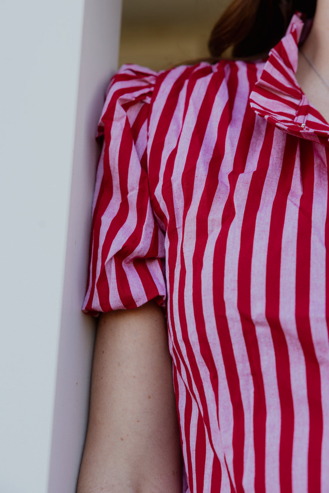 Black Colt Clothing - Laura Shirt - Pink & Red Stripe