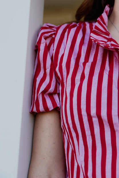 Black Colt Clothing - Laura Shirt - Pink & Red Stripe