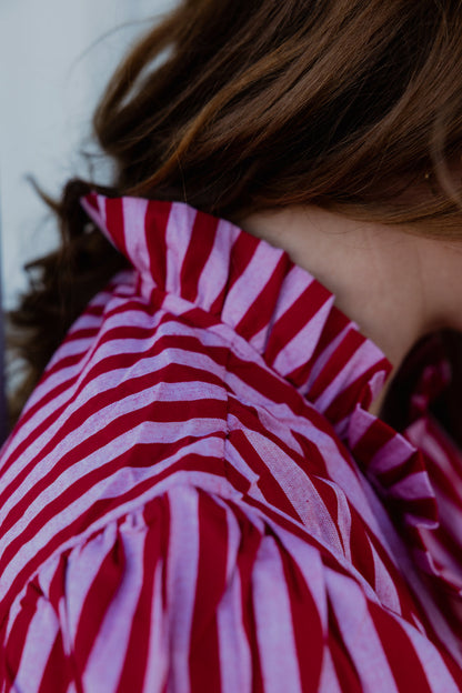 Black Colt Clothing - Laura Shirt - Pink & Red Stripe