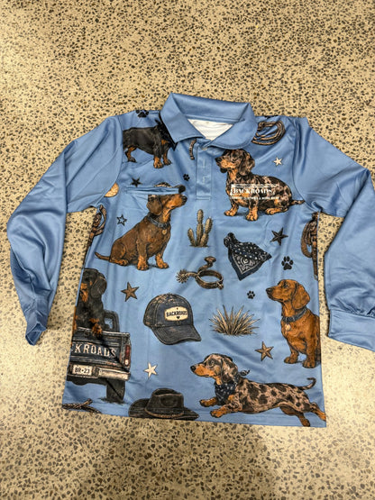 Backroads Fishing Shirt - New Western Dachshund Blue