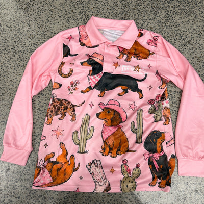 Backroads Fishing Shirt - New Western Dachshund Pink