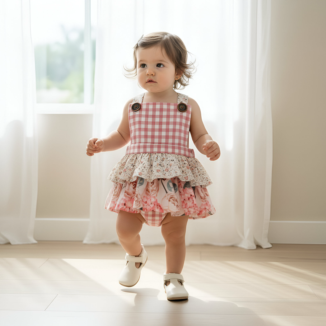 Love Henry Baby Girl's Frilly Playsuit - Pretty Blossom