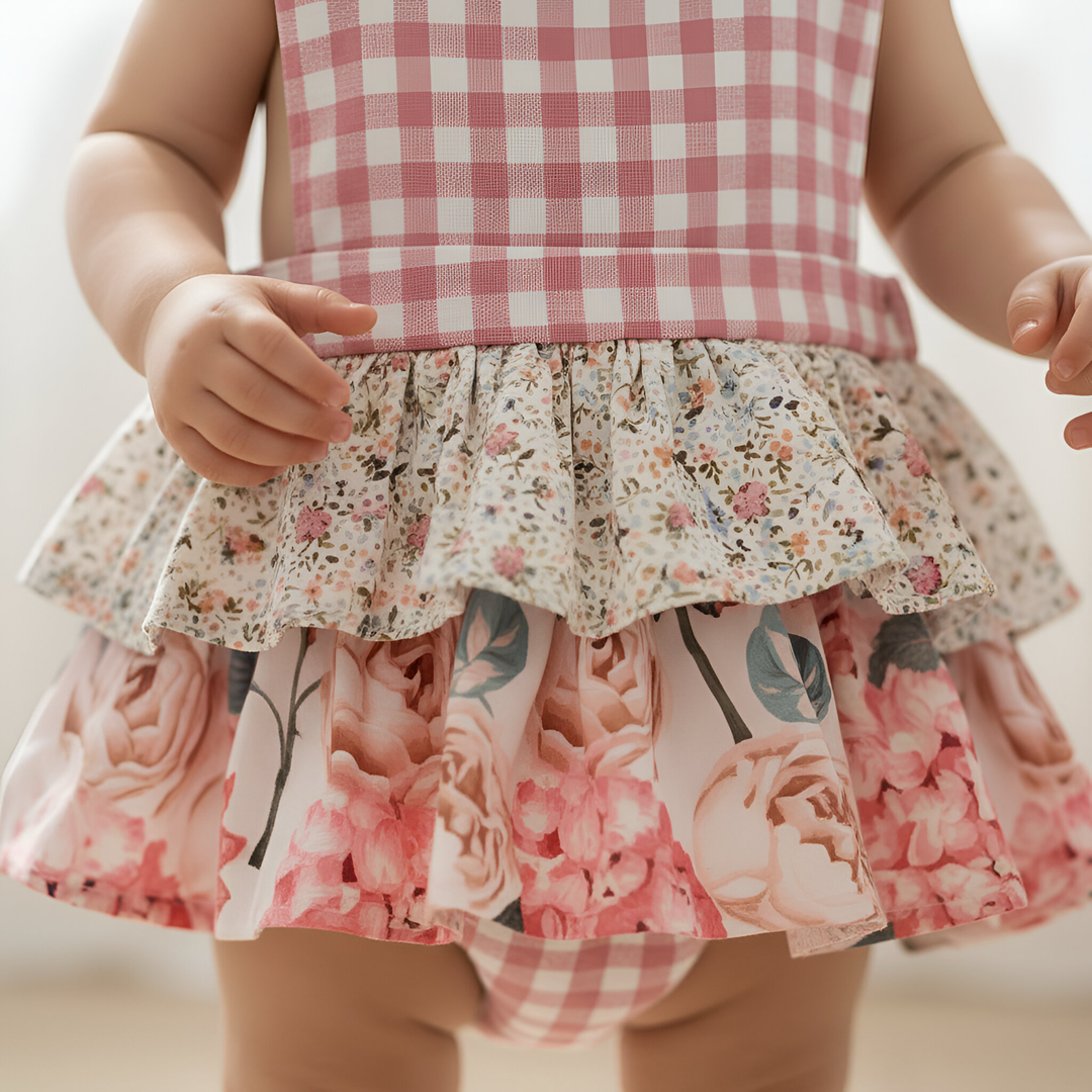 Love Henry Baby Girl's Frilly Playsuit - Pretty Blossom