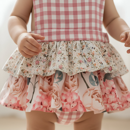 Love Henry Baby Girl's Frilly Playsuit - Pretty Blossom