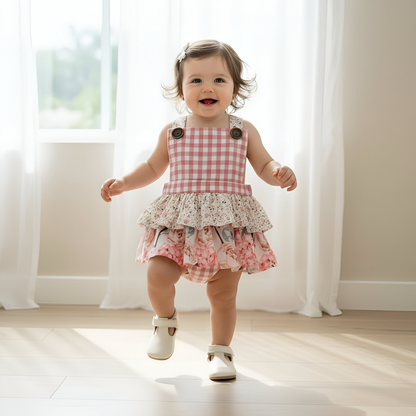 Love Henry Baby Girl's Frilly Playsuit - Pretty Blossom