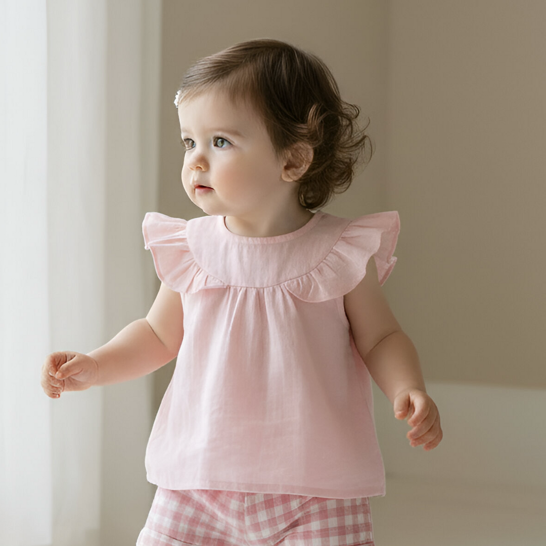Love Henry Baby Girl's Tasmin Top - Pink Linen