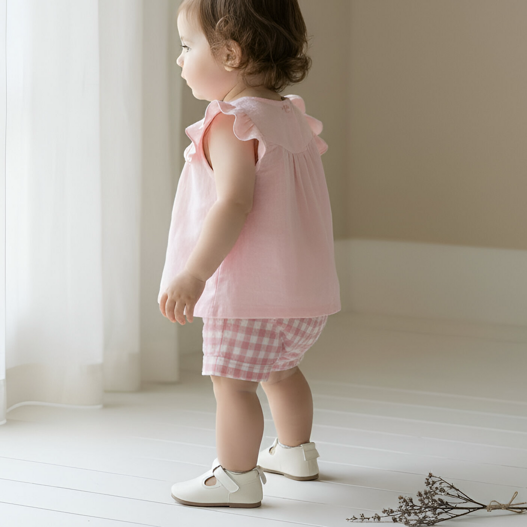 Love Henry Baby Girl's Tasmin Top - Pink Linen