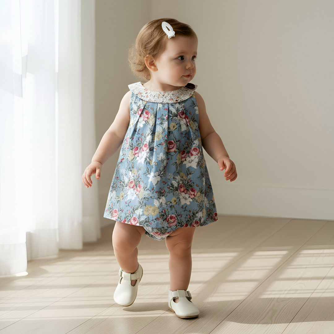 Love Henry Baby Girls Sofia Playsuit - Blue Blossom
