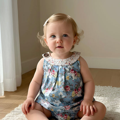 Love Henry Baby Girls Sofia Playsuit - Blue Blossom