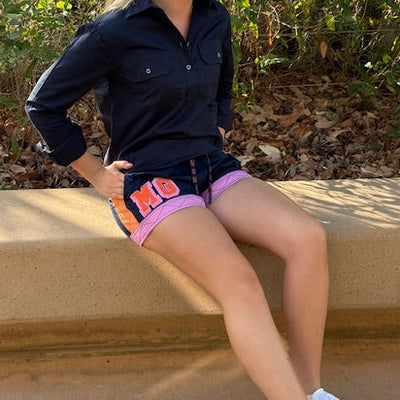 MaryG - Old School French Navy | Peach | Lily Panel Short