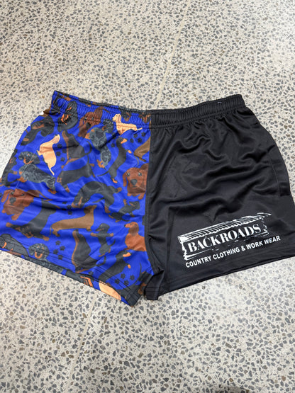 Backroads Footy Shorts Dachshund - Royal Blue/ Black