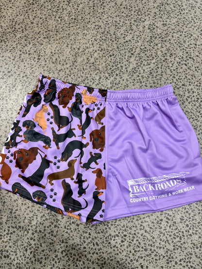 Backroads Footy Shorts Dachshund - Purple