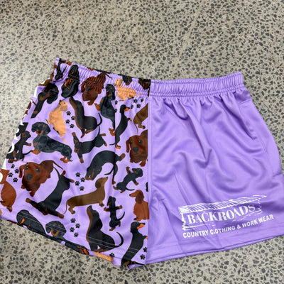 Backroads Footy Shorts Dachshund - Purple