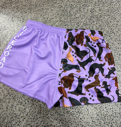 Backroads Footy Shorts Dachshund - Purple