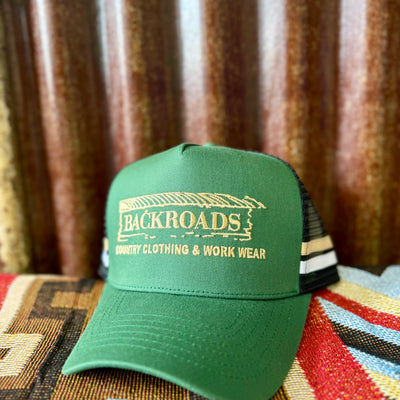 Backroads Cap - Green, Cream & Black Mesh