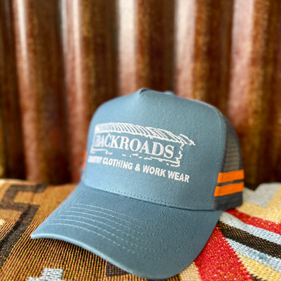 Backroads Cap - Steel Blue & Orange Stripes