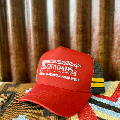 Backroads Cap -  Rust, Grey, Yellow Stripe