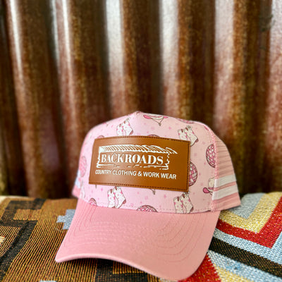 Backroads Cap -  Pink Disco Cowgirls Leather Patch