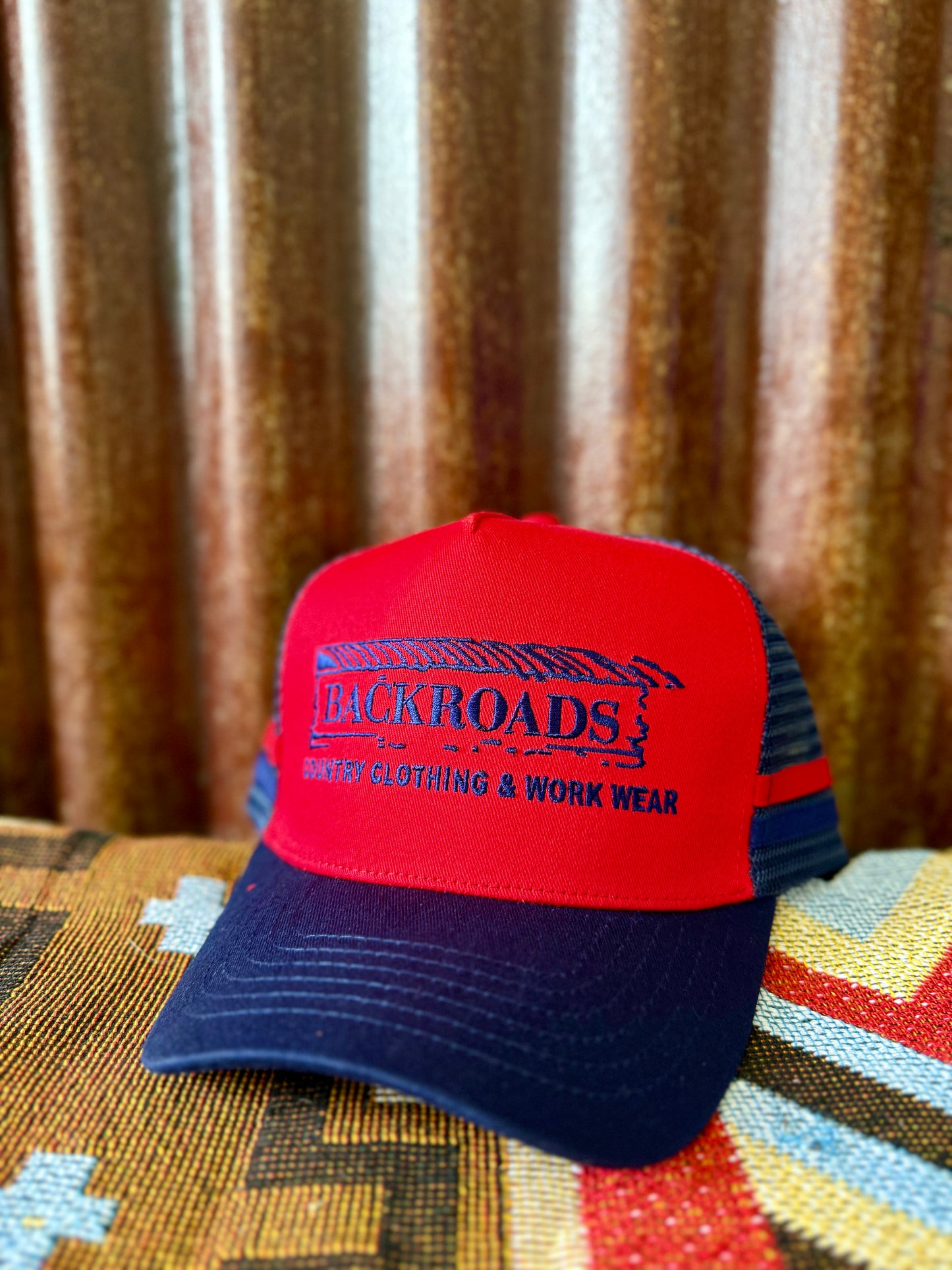 Backroads Cap -  Red Navy